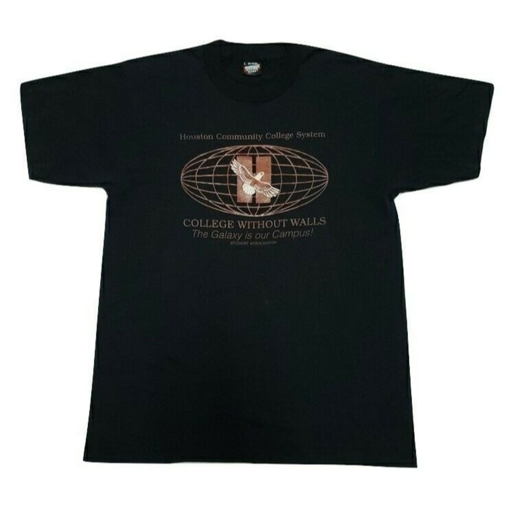 Vintage Screen Stars Houston Community College HCC Shirt Black Size Large Single